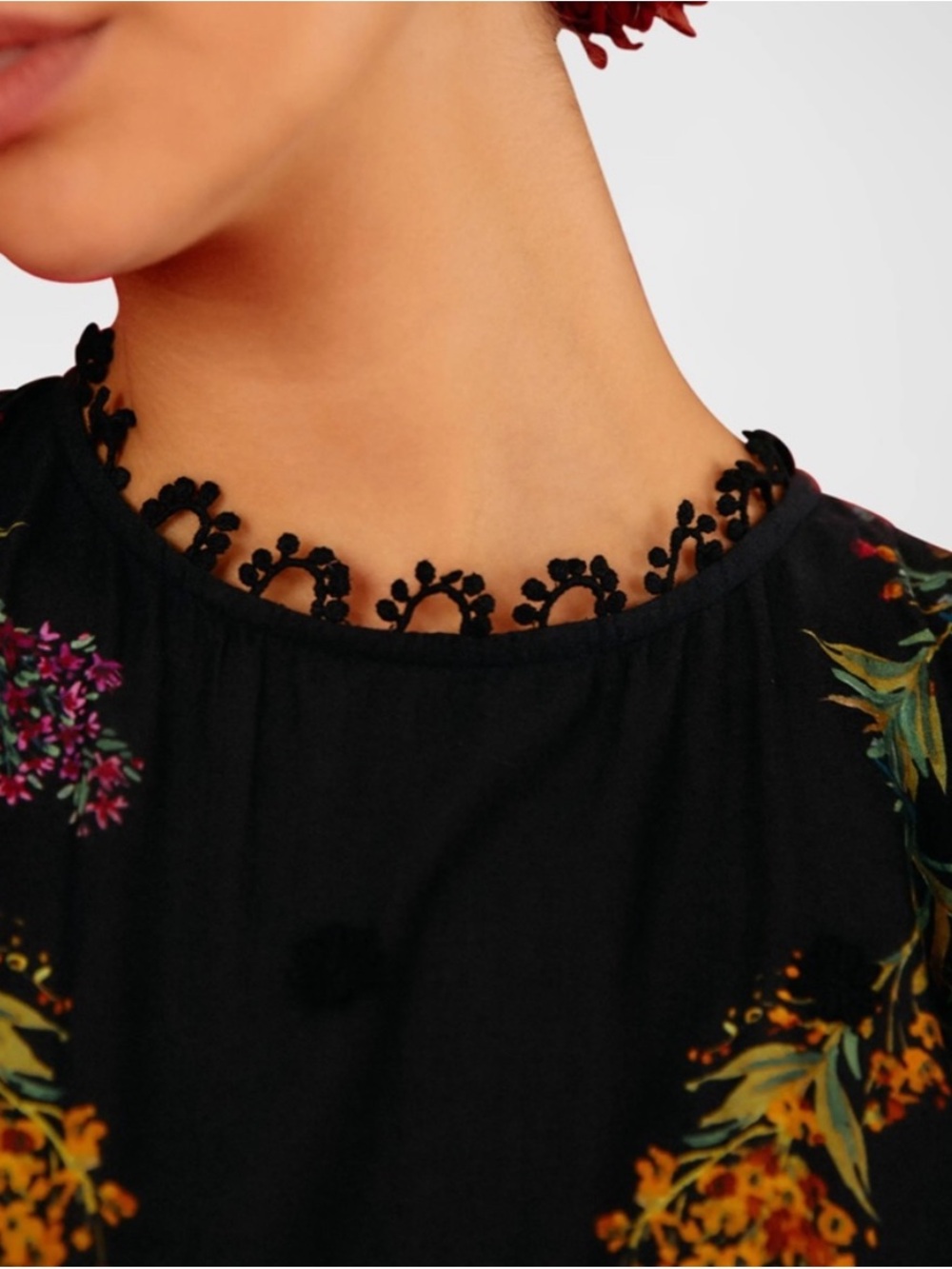FARM Rio Black Louise Floral Cotton Mini Dress Size XL - Picture 4 of 12